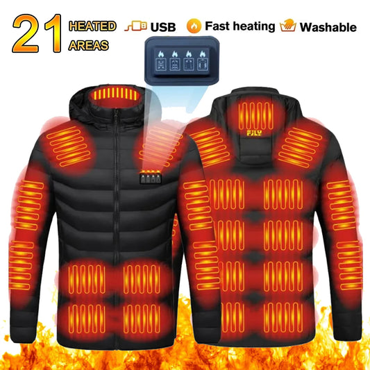 Chaqueta Térmica para Hombre con Control de 21 Zonas y Cuatro Interruptores eléctrico USB