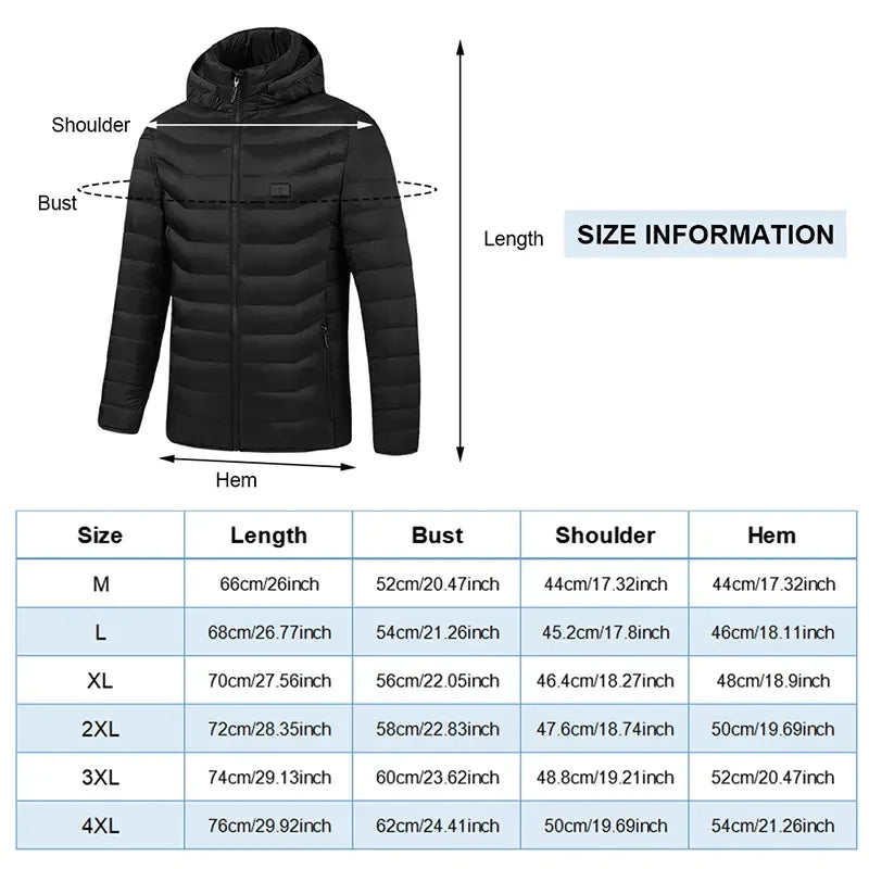 Men's Thermal Jacket with 21 Zone Control and Four USB Electric Switches